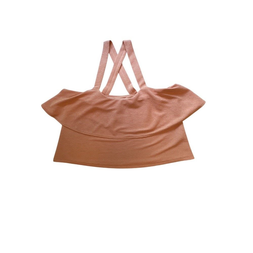 Madewell‎ Tiered Flouncy Tank Top Women XL Pink Cross Back Boho Coquette - Picture 2 of 8